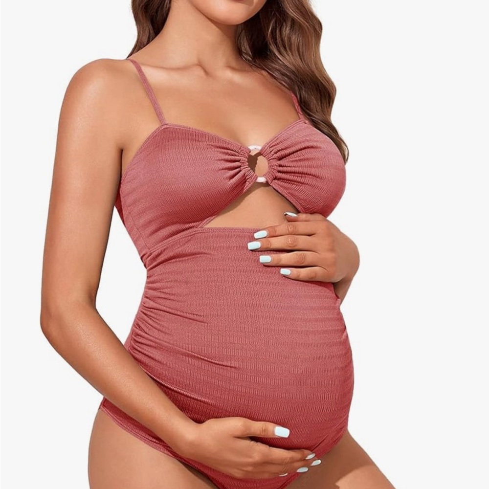Maternity swimsuit dusty rose